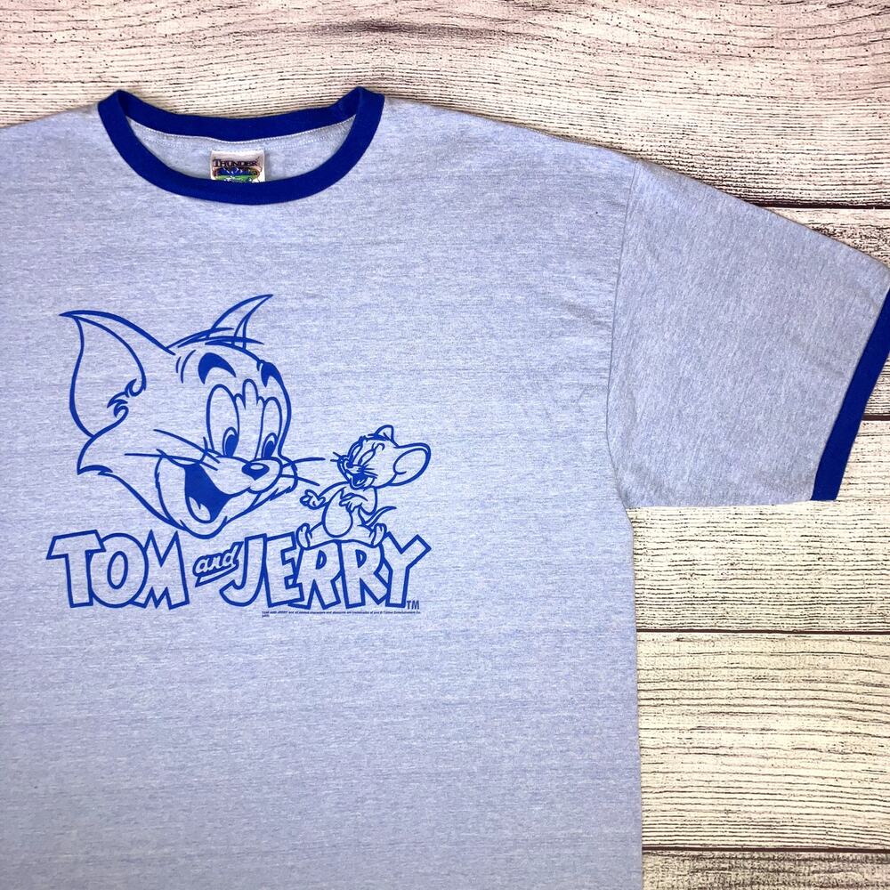 Vintage 2003 Tom & Jerry Cartoon Ringer T-shirt